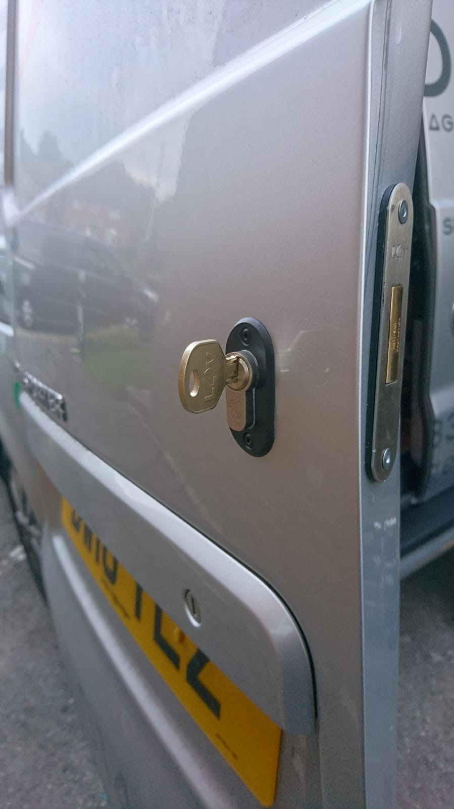 Dead lock fitted to VW transporter grey door